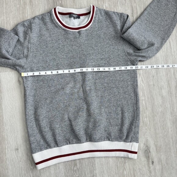 Mountain Ridge Men's Small Crewneck Sweatshirt Heather Grey Varsity Stripe Trim - Picture 7 of 11